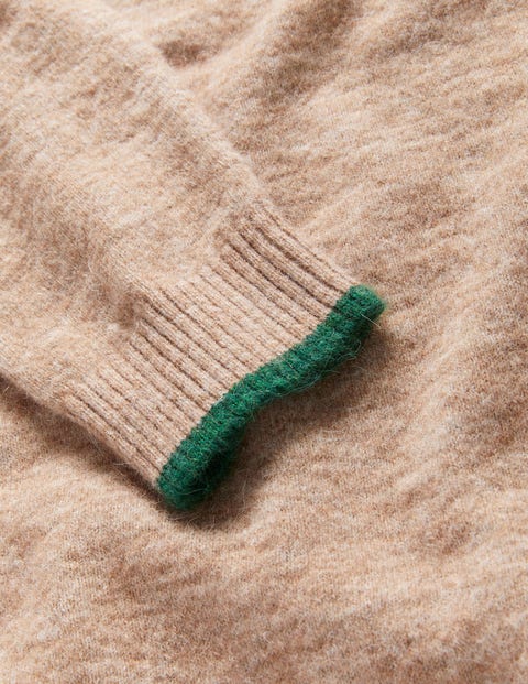 Fluffy Crew Neck Sweater - Camel Melange | Boden US