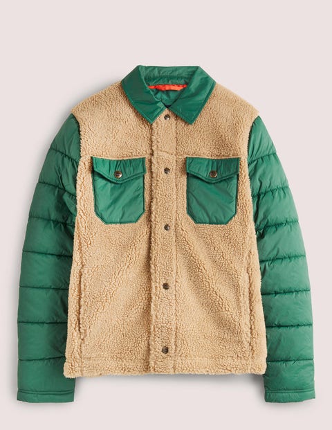 Sherpa button online through fleece