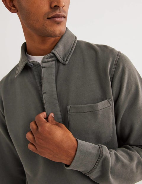 Button Neck Sweatshirt - Dark Grey 