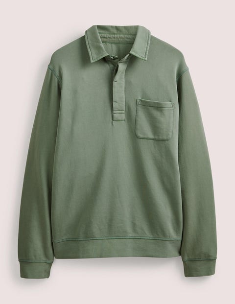 Button Neck Sweatshirt Green Men Boden