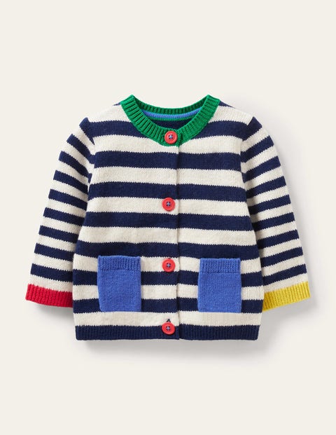 Fun Colourblock Cardigan - Starboard/Ivory Stripe | Boden US