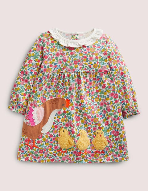 Jerseykleid mit Applikation - Vintage-Blumenbeet, Huhn | Boden DE