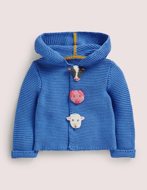 Blue Farm Animal Knitted Cardigan Bébé Boden, BLU