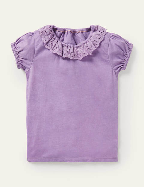 Broderie Collar Jersey Top - Aster Purple | Boden US