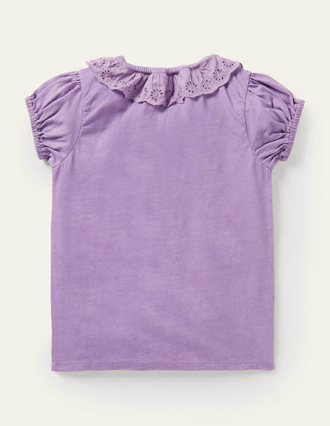 Broderie Collar Jersey Top - Aster Purple | Boden US