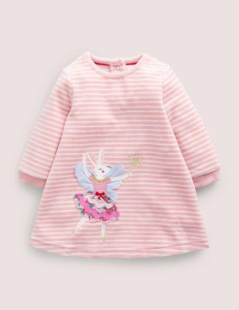 Robe en velours à appliqués Bébé Boden, PNK