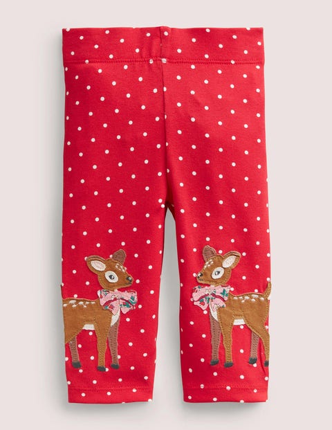 Appliqué Leggings - Rockabilly Red Deers