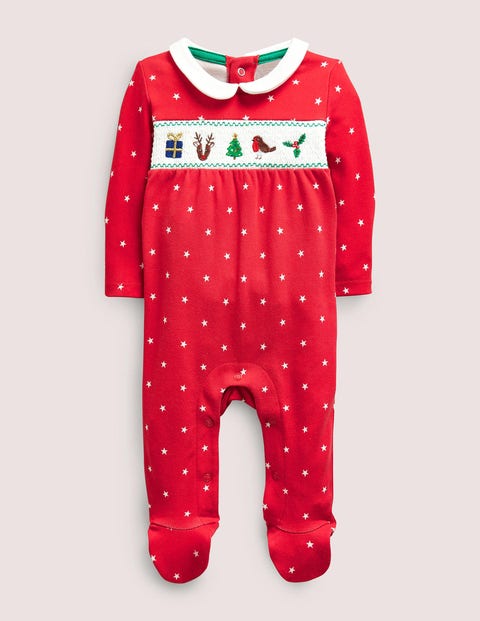 Newborn Christmas Sleepsuit Red Christmas Boden