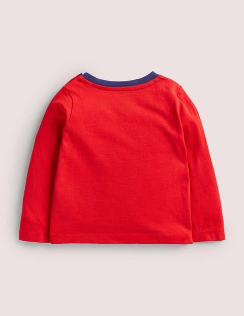 Long-sleeved Appliqué T-shirt - Rockabilly Red Train