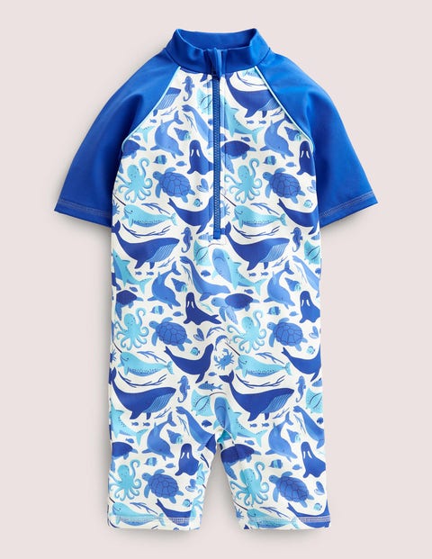 Printed Sun-safe Surf Suit Blue Girls Boden