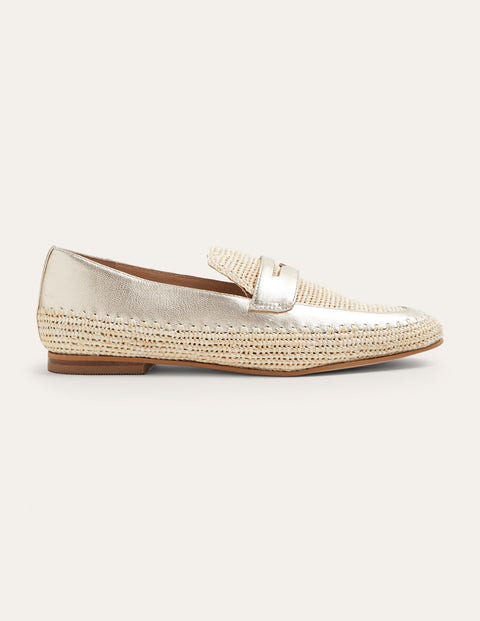 Mocassins Lydia avec détail en raphia Femme Boden, GLD