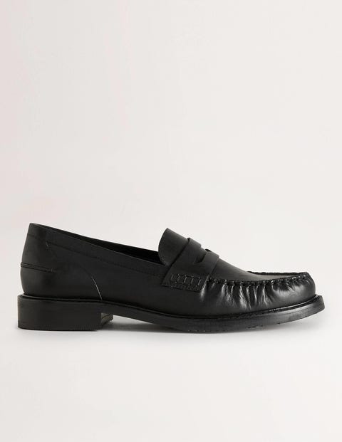 Classic Moccasin Loafers - Black Leather | Boden US