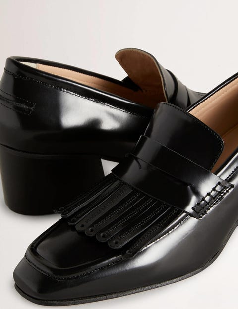 Block Heel Loafers - Black | Boden US