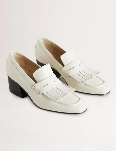Block Heel Loafers - Off White | Boden US