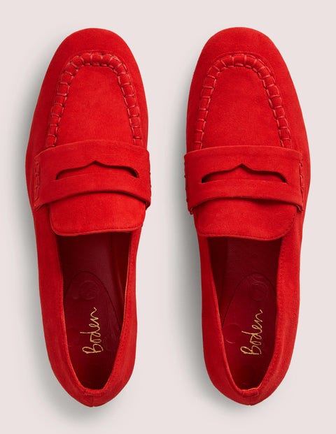 Suede Penny Loafers - Rocket Red | Boden US