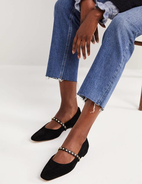 Pearl Strap Ballerina Flats - Black | Boden US