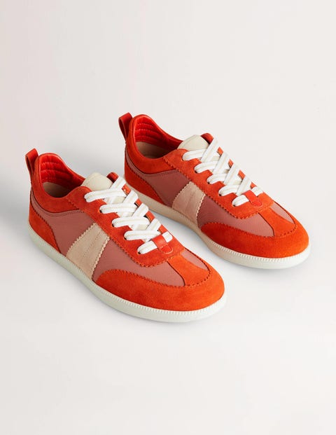 Erin Retro Tennis Trainer - Dusty Red/ Rocket Red | Boden UK