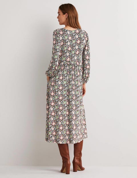 Long Sleeve Jersey Midi Dress - Multi 