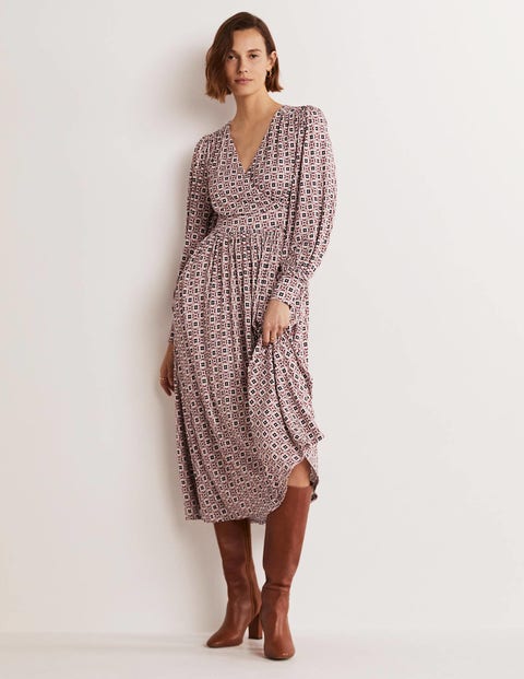 Long Sleeve Jersey Midi Dress - Multi 
