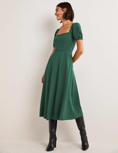 Short Sleeve Jersey Midi Dress - Hunter 