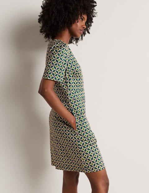 Boden Women's Shady Glade, Square Geo Cotton Mini Shift Dress