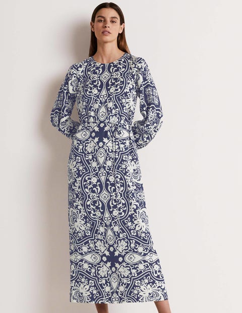 Long Sleeve Column Midi Dress - Multi 
