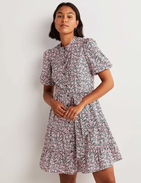 Tiered Shirt Dress - Trekking Green, Petal Paisley