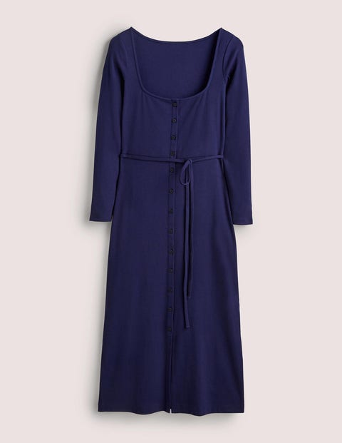 Jersey Rib Midi Dress Blue Women Boden