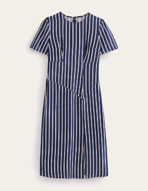 Striped Asymmetric Midi Dress Ivory Women Boden