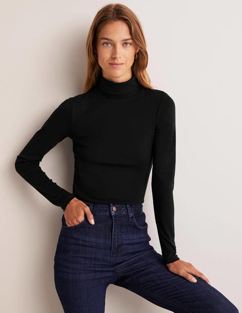 Essential Roll-neck Top - Black | Boden US