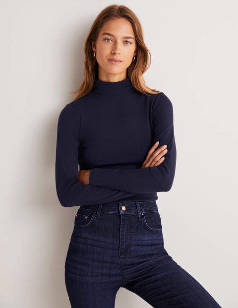 Boden Navy Essential roll-neck Top