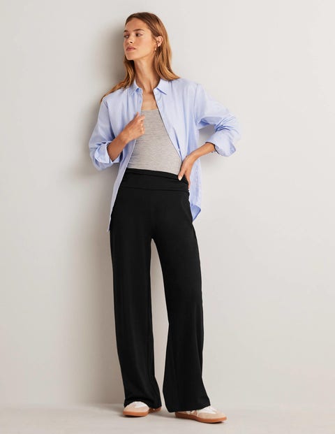 Black Wide Leg Jersey Trouser  WHISTLES 