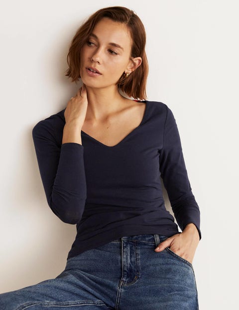 Top double épaisseur à col V Femme Boden, NAV
