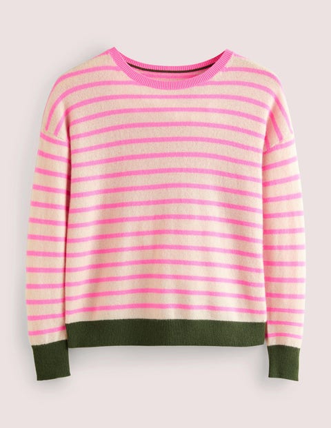 Striped Cashmere Sweater - Neon Pink 