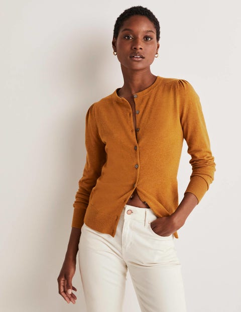 Cotton Crew Neck Cardigan - Black 