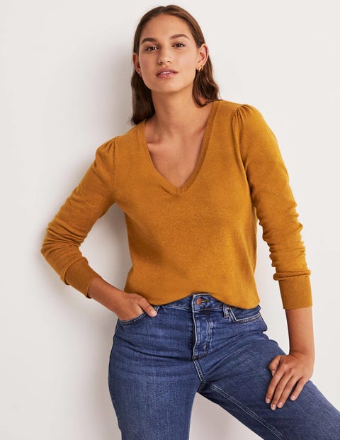 Cotton V-Neck Jumper - Black | Boden UK