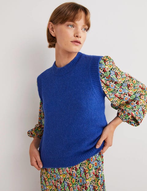 Fluffy Sweater Vest - Cobalt Blue 