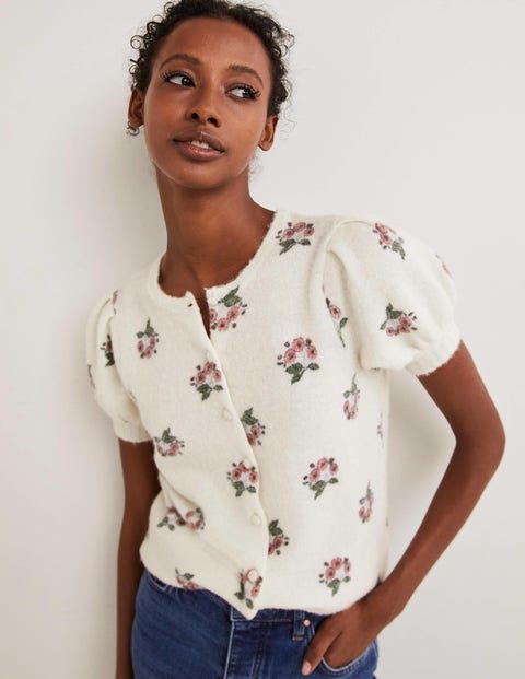 Printed Puff Sleeve Cardigan - Wild 