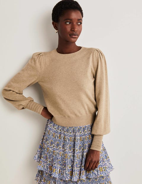 Pointelle Detail Sweater - Mink Melange | Boden US