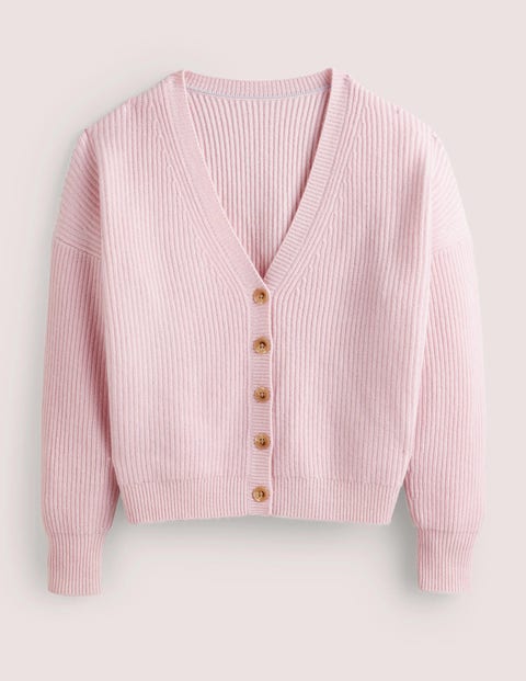 Ribbed Knit Cashmere Cardigan Pink Women Boden