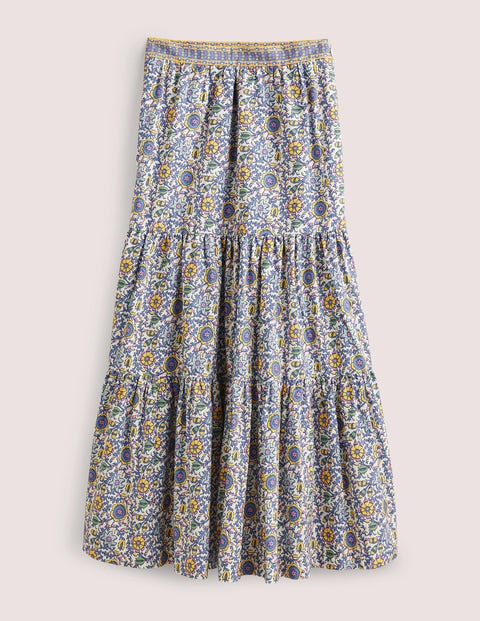 Lorna Tiered Maxi Skirt - Enchanting Twig, Ivory | Boden UK
