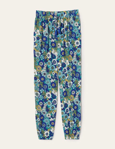 Crinkle Tapered Trousers - Emerald, Bloom Garden | Boden UK