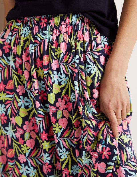 Pull On Jersey Maxi French Navy Tropic Foliage Boden AU