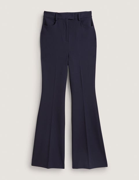 Bi-Stretch Flared Trousers - Navy