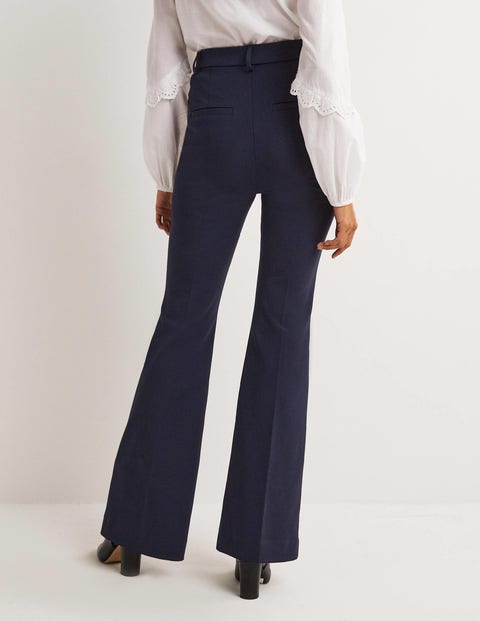 Bi-Stretch Flared Trousers - Navy