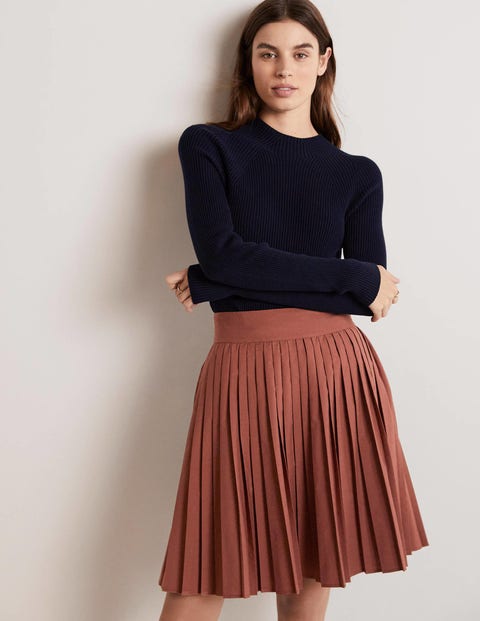 Pleated Cotton Mini Skirt Brown Women Boden