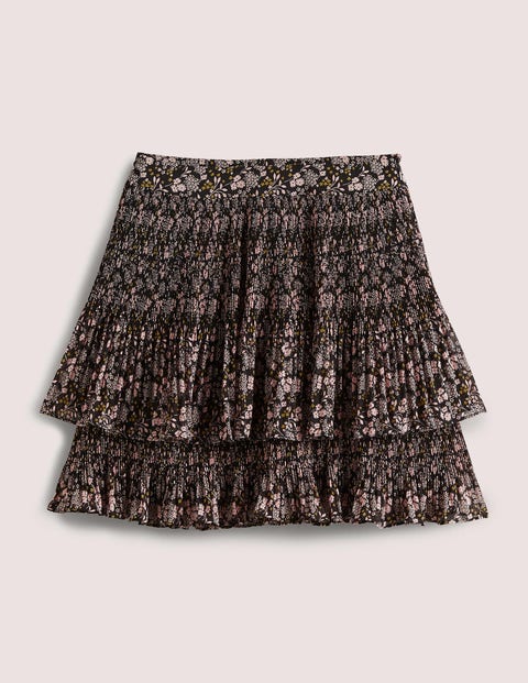 Plisse Mini Skirt Black Women Boden