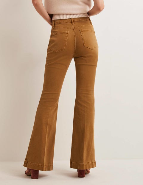 High Waist Flare Trousers - Butterscotch Brown
