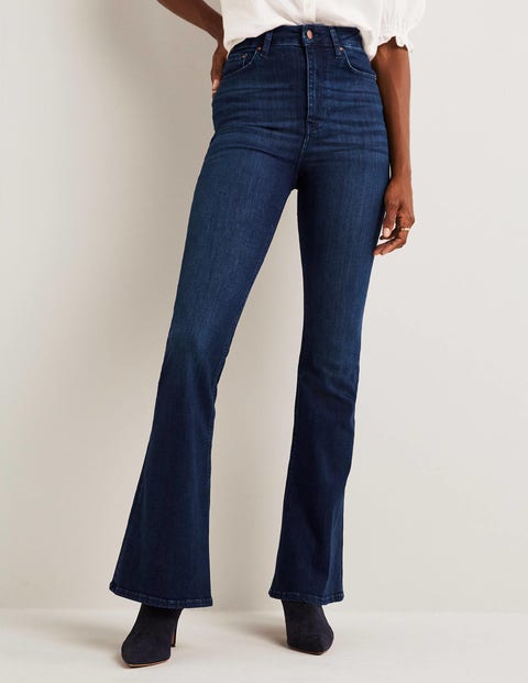 High Rise Fitted Flare Jeans - Dark Vintage | Boden US