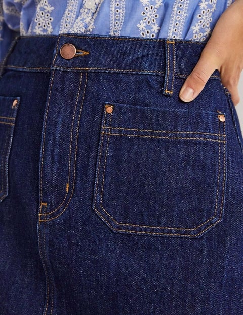 Patch Pocket Denim Mini Skirt - Indigo Denim | Boden US